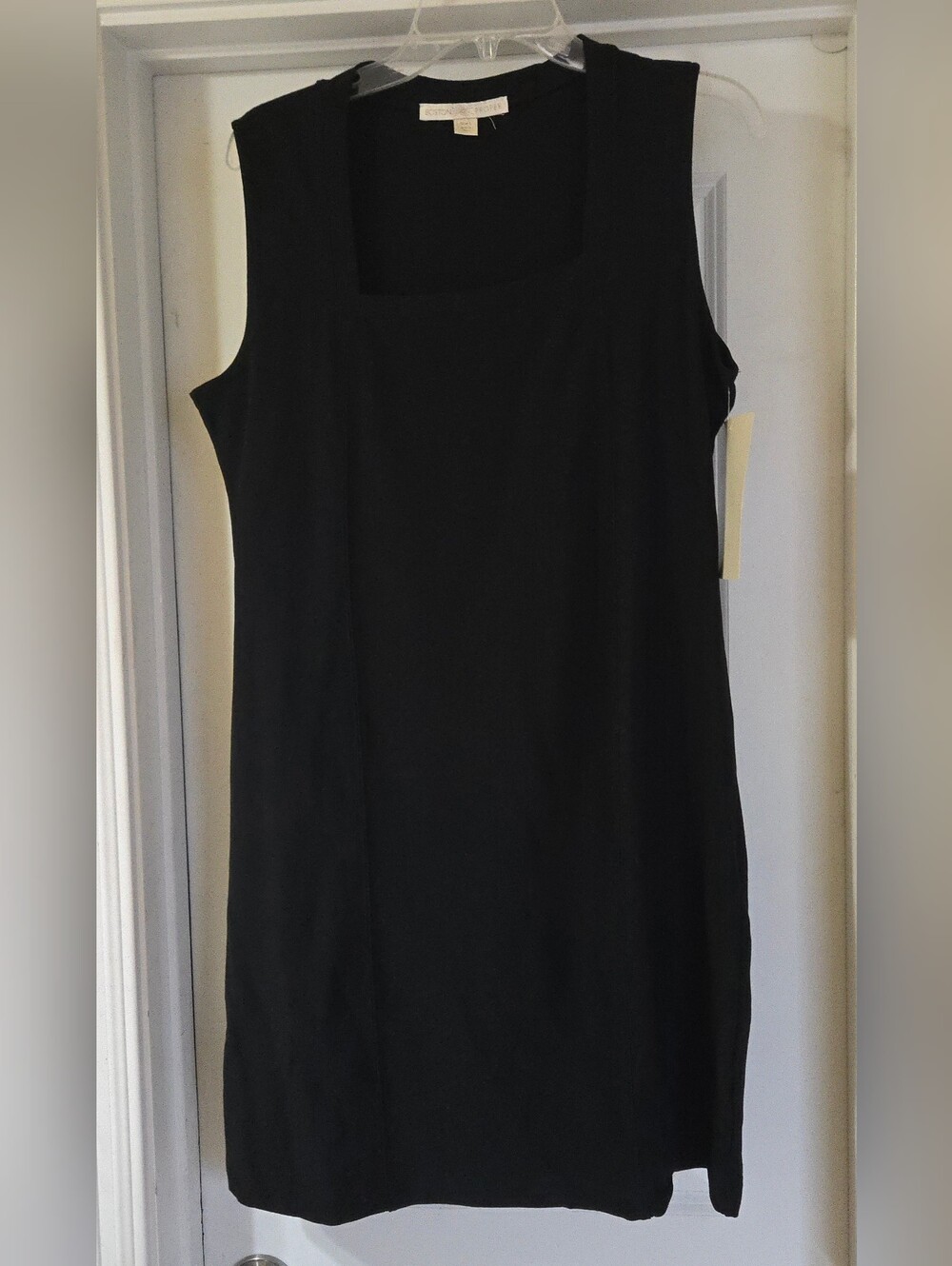 Boston Proper Vintage Black Sleeveless Square-Neck Knee Length Sheath Dress LBD